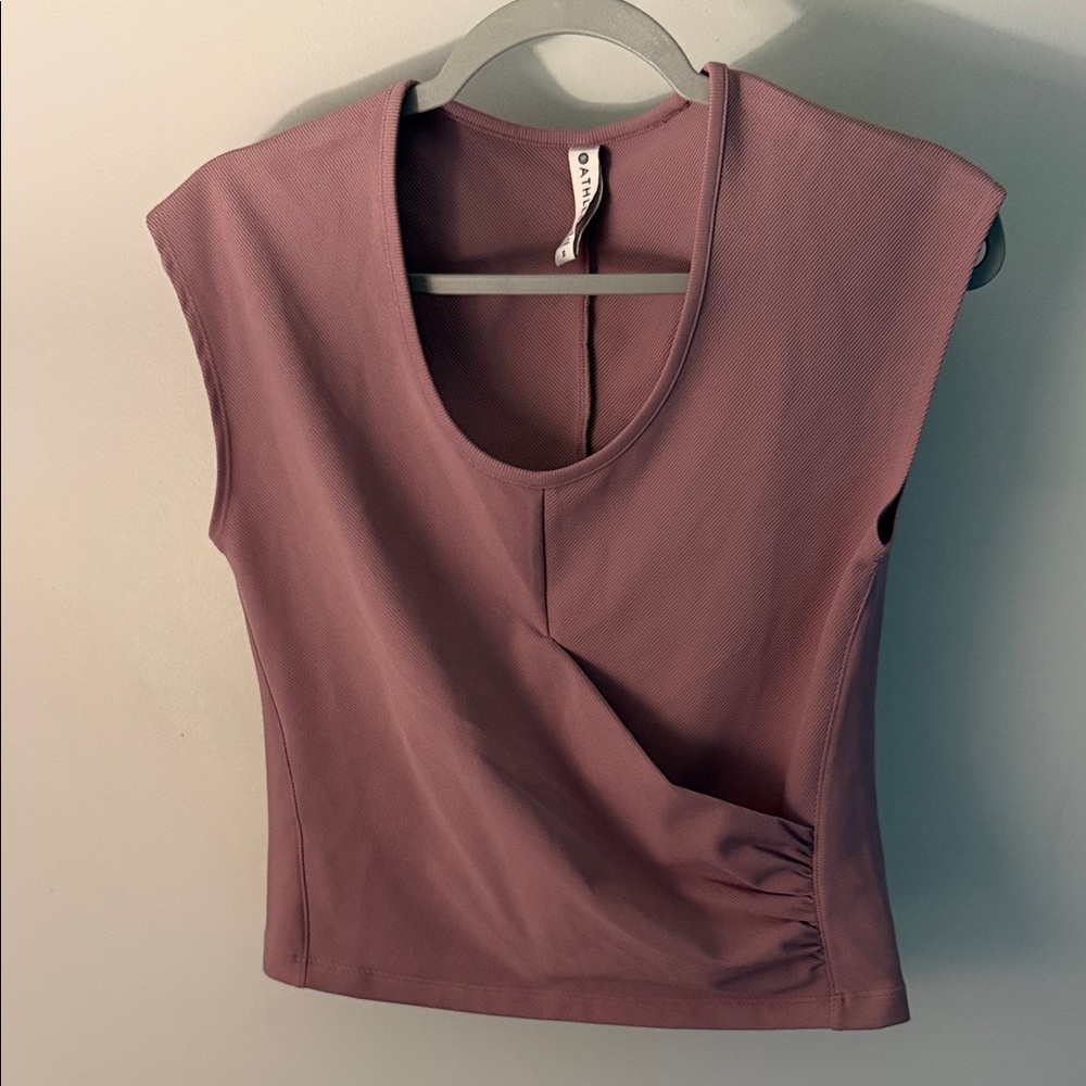 Athleta Mauve Scoop-Neck Sleeveless Tank with Side Gather